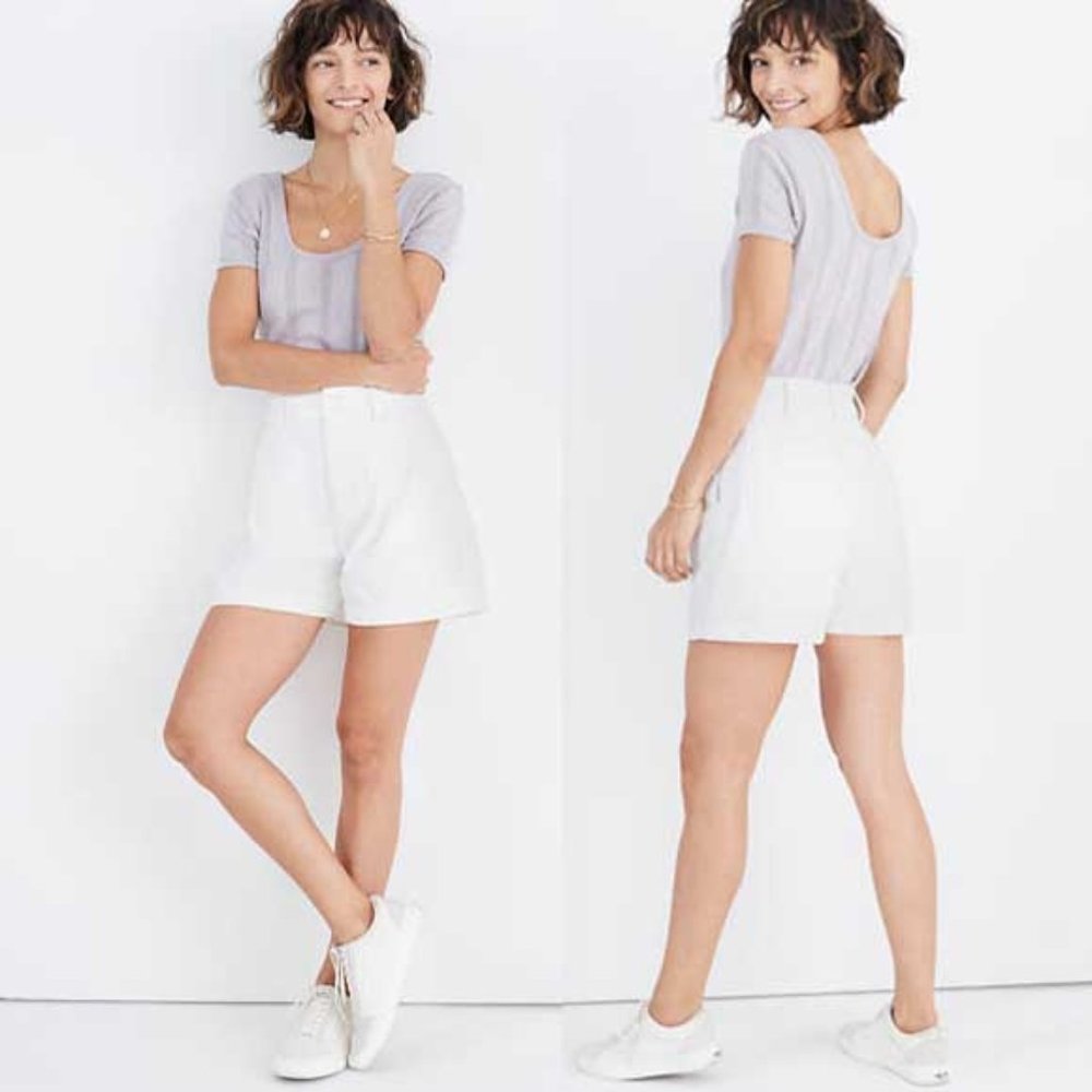 High-Rise White Women’s Tailored Shorts
